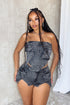 Lana Washed Denim Top & Shorts SET
