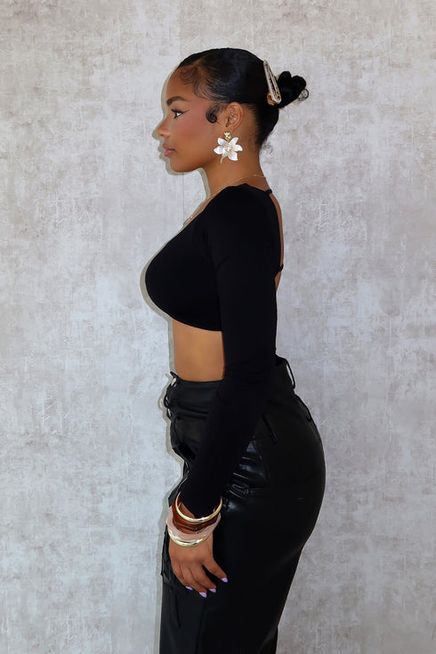 Harriet Back Cut Out Cropped Long Sleeve Top