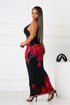Samba Petal Mesh Print Halter Maxi Dress