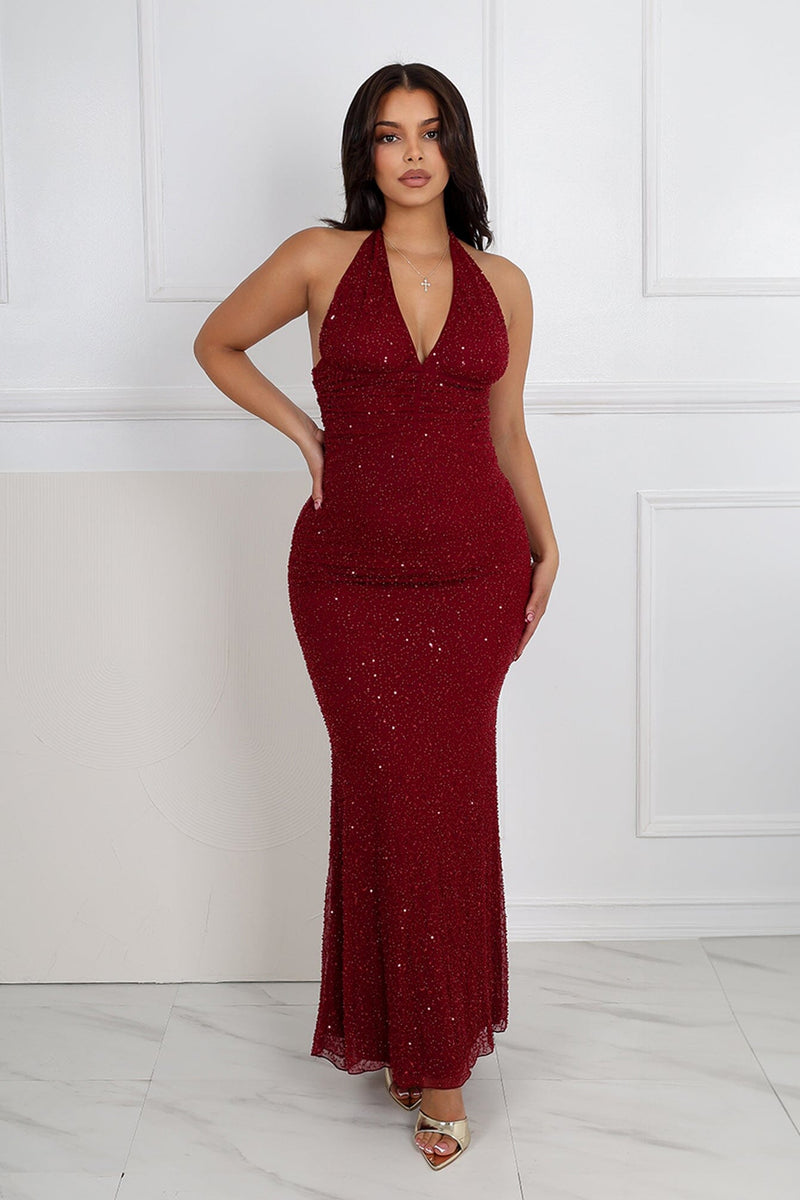 Davina Mesh Beaded Mermaid Maxi Dress – EDGE