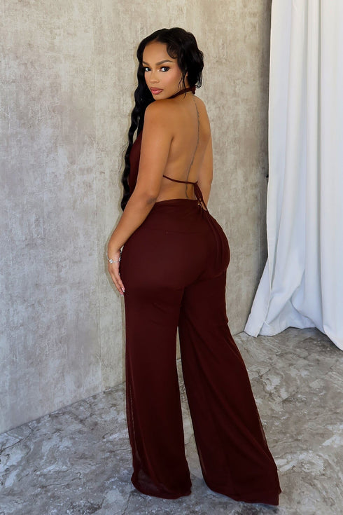 Evie Mesh Cowl Neck Jumpsuit