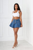 Casually Pleated Denim Mini Skirt