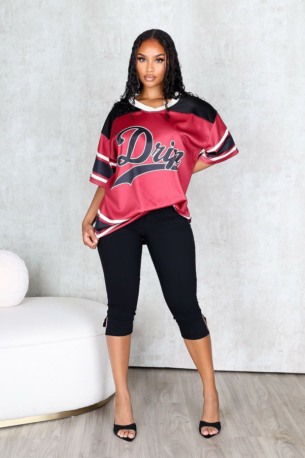Drip Oversized Football Jersey Top