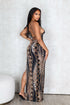 Baroque Blaze Printed Backless Maxi Dress