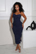 Gemma Rhinestone Mesh Ruched Dress