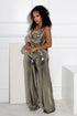 Hayze Foil Halter Cowl Neck Jumpsuit