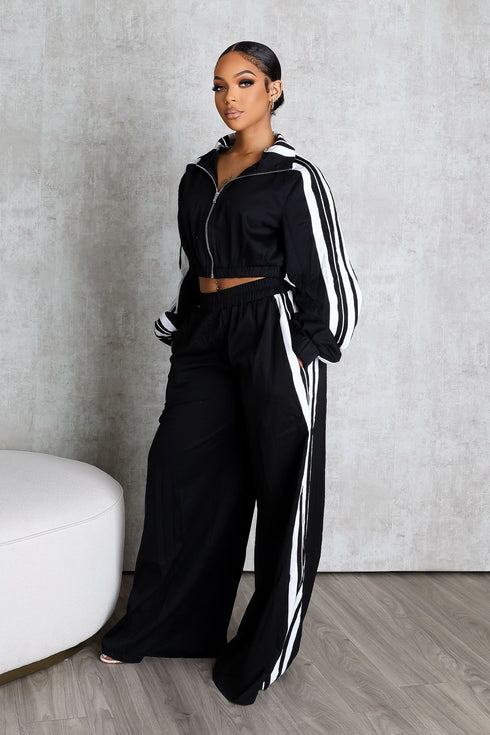 Side Motion Striped Jacket & Pants SET