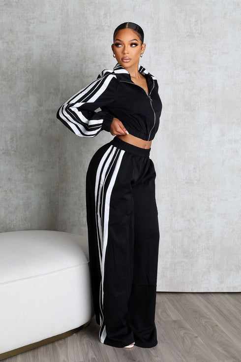 Side Motion Striped Jacket & Pants SET