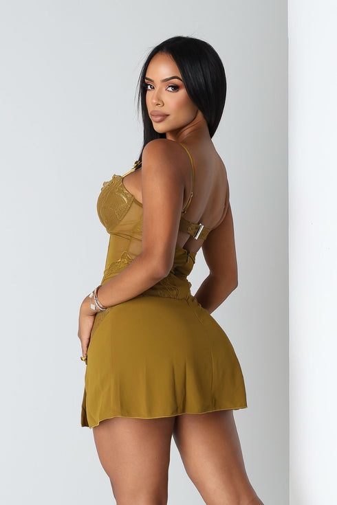 Fiorella Ribbon Mesh Mini Dress