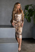 Nikki Velvet Animal Print Midi Dress