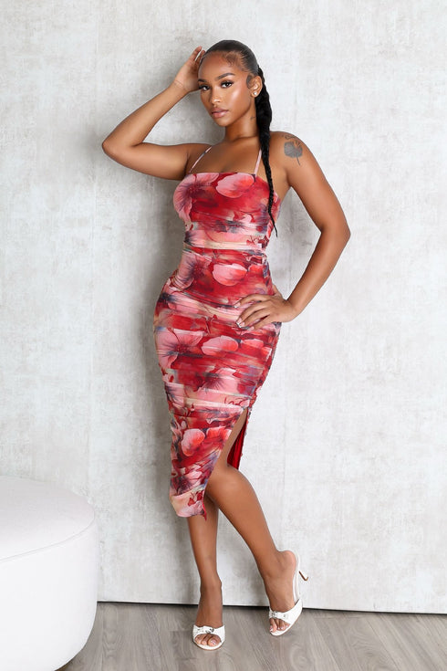 Bloomcloud Ruched Midi Dress