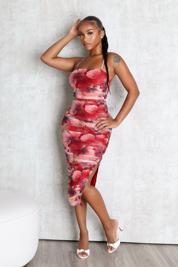 Bloomcloud Ruched Midi Dress