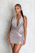 Talk Flirty Metallic Foil Halter Dress