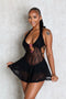 Kiyomi Halter Neck Mesh Lace Mini Dress