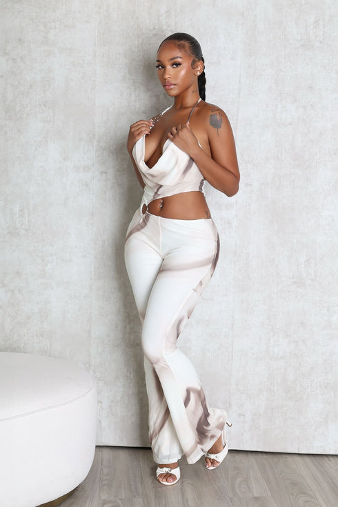 Quasar Mesh Print Cowl Neck Jumpsuit