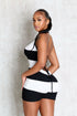 Solace Stripe Lace Up Romper