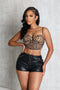 Leopard Jewel Stud Crop Top