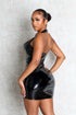 Soho Glossy Halter Mini Dress
