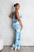 Sundaze Print Mesh Cowl Neck Maxi Dress