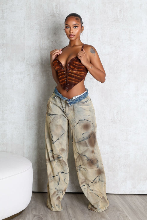 St. George Faux Suede Corset Top