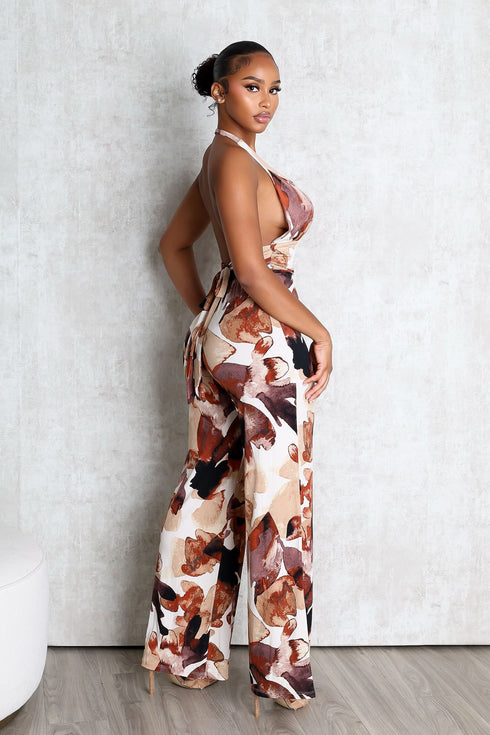 Crimson Leaf Halter Jumpsuit