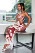 Rust Afterdark Mesh Print Halter Maxi Dress