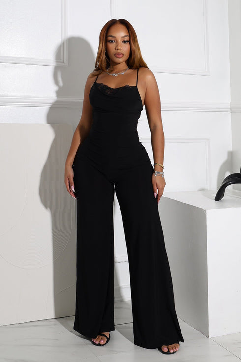 Jesenia Tank Cowl Neck Lace Jumpsuit