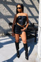 Baddie Style Leather Top & Skirt SET