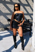 Baddie Style Leather Top & Skirt SET