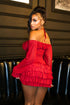 Regal Yet Structured Ruffle Mini Dress