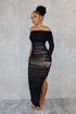 So Dramatic Mesh Ruched One Sleeve Dress