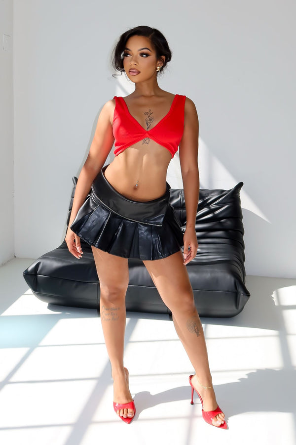 Pleated Charm Mini Skirt
