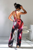 Mystique Flow Mesh Print Halter Jumpsuit