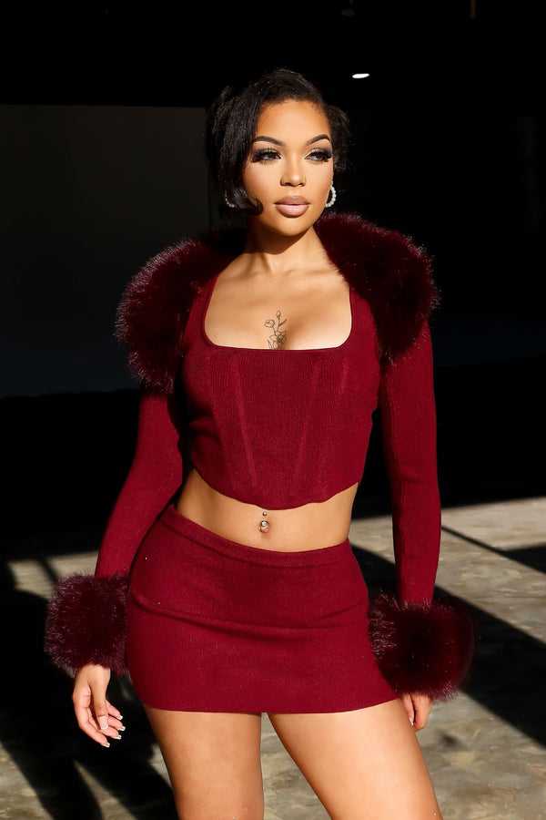 Dakota Fur Trim Knit 3 Piece SET