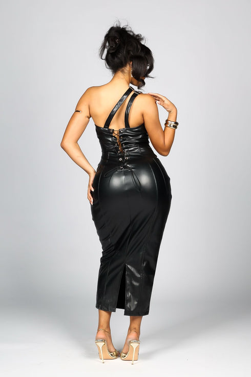 Seoul PU Buckle Maxi Dress