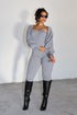 Clover Ribbed Knit Jumpsuit With Bolero SET