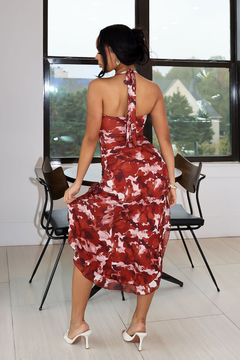 Real Romantic Mesh Ruffled Maxi Dress