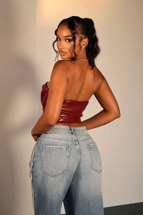 Sleek Spicy PU Tube Top