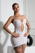 Elizabeth Mesh Tank Cutout Ruffle Mini Dress