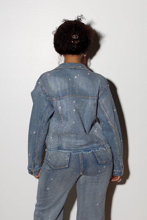 Opulent Rhinestone Denim Jacket