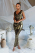 Foil Fantasy Drape Maxi Dress