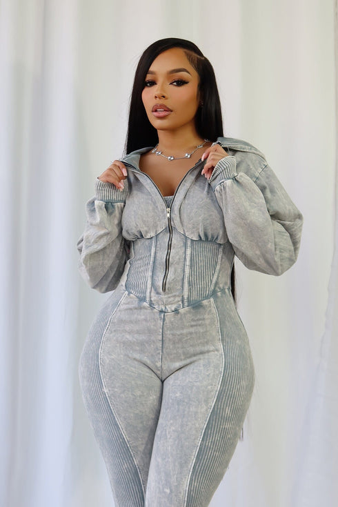 Margaret Mineral Washed Zipper Jumpsuit