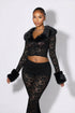 Frostbite Lace Fur Trim Top & Pants SET
