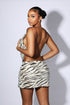 Zebra Sequin Halter Top & Skirt SET