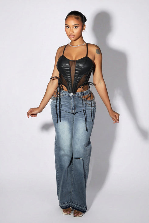 Tuesday Twist Baggy Denim Jeans With Chain