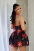 Cassandra Floral Halter Flare Mini Dress