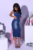 Ava Contour Midi Denim Dress