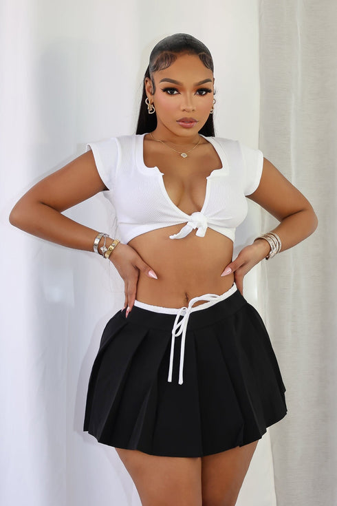 Karina Ribbed Tie Crop Top