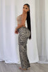 Idola Wide Leg Animal Print Cargo Pants