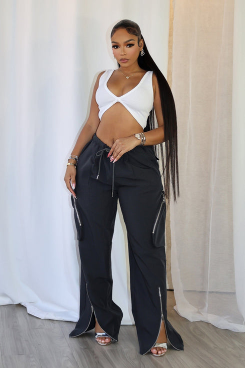 Cecelia Zip Detail Baggy Cargo Pants